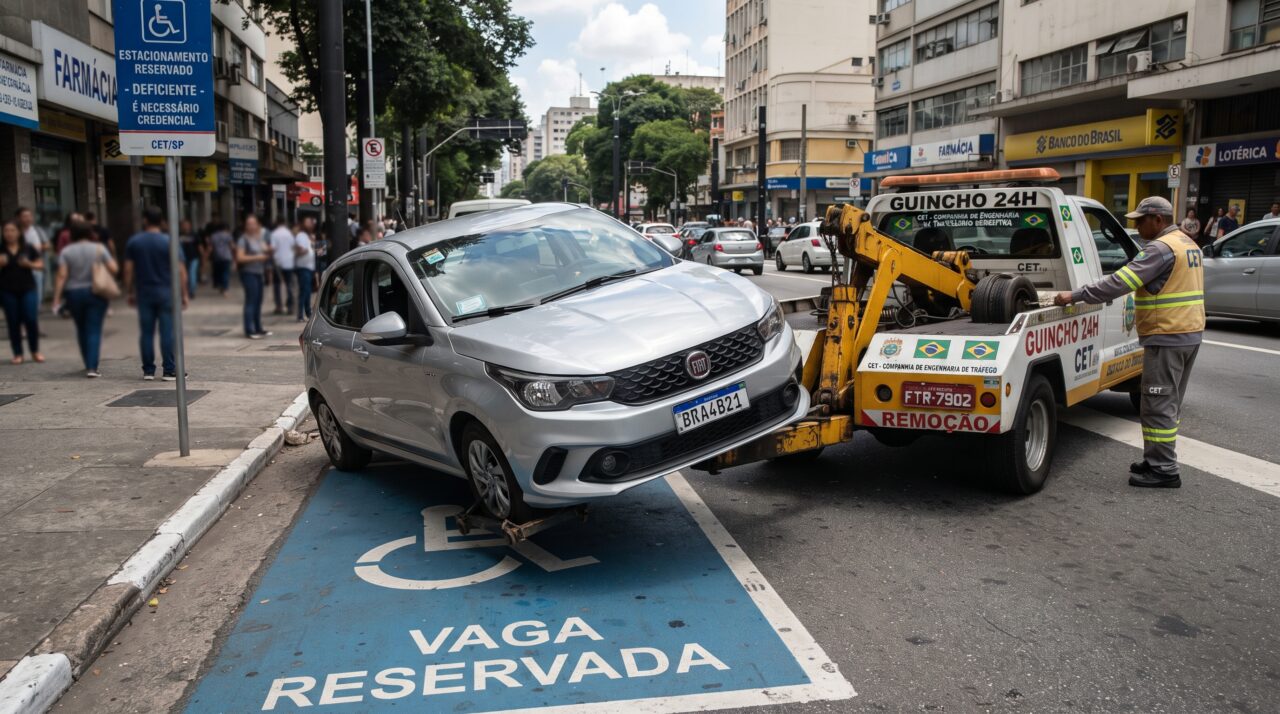 Estacionar em vaga de idoso dá guincho imediato sem tempo de tolerância no caixa eletrônico