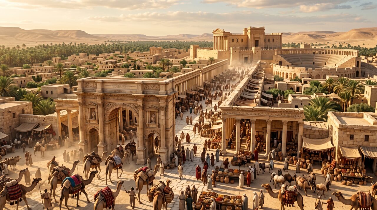 Uma rua de 1,1 quilômetro cortava esta cidade no deserto e ligava templos, teatro e mercados entre caravanas que viajavam da Ásia a Roma
