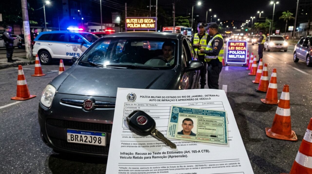 Motorista é parado em blitz da Lei Seca, afirma que não bebeu e se recusa a soprar o bafômetro, condutor acredita que, sem resultado positivo, não pode ser multado e fiscalização explica o que acontece mesmo sem o teste