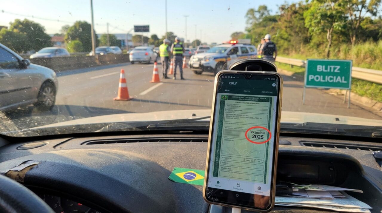 Motorista baixa o CRLV no começo do ano e descobre durante a blitz que o documento não vale mais e está mostrando o exercício anterior