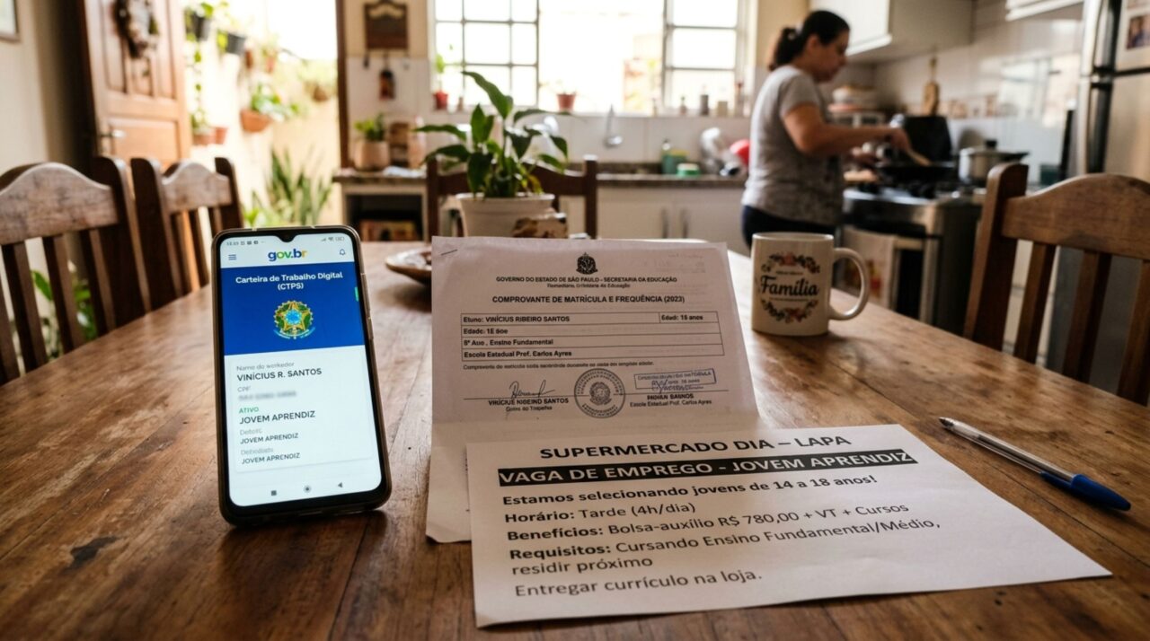 Homem é demitido sem justa causa, para ajudar na renda familiar, sua esposa decide conseguir um emprego na firma atual para seu filho de 15 anos de idade, porém seu trabalho é noturno e ela descobre que adolescentes só podem trabalhar em certas condições