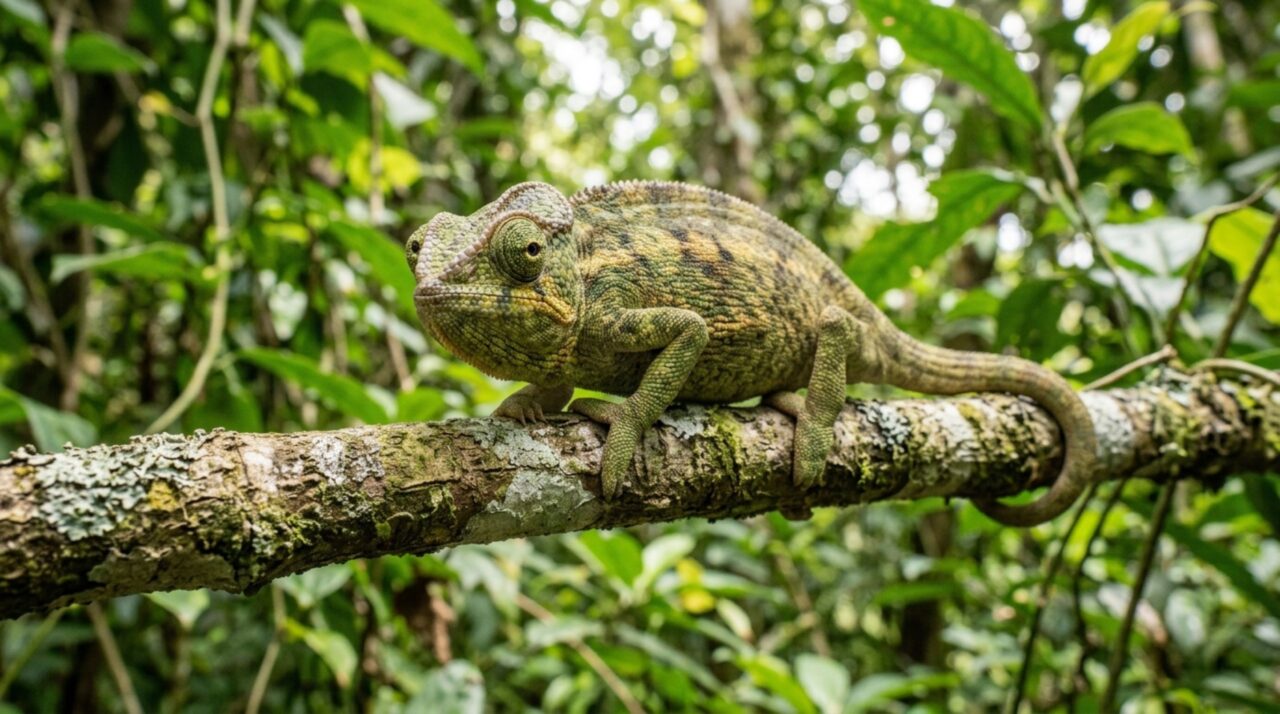 O animal com olhos quase independentes que calcula a distância antes de lançar a língua contra a presa