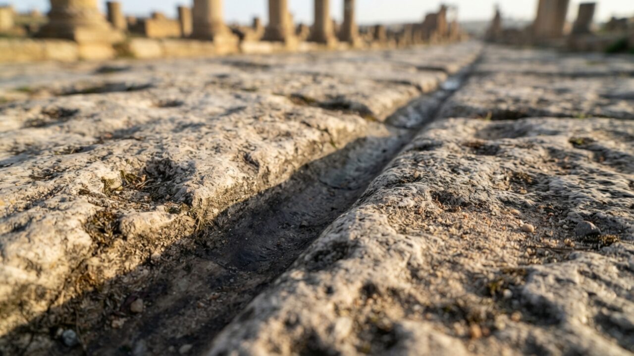 Roma desenhou uma cidade quase do zero no deserto e deixou ruas em grade tão regulares que ainda podem ser seguidas hoje