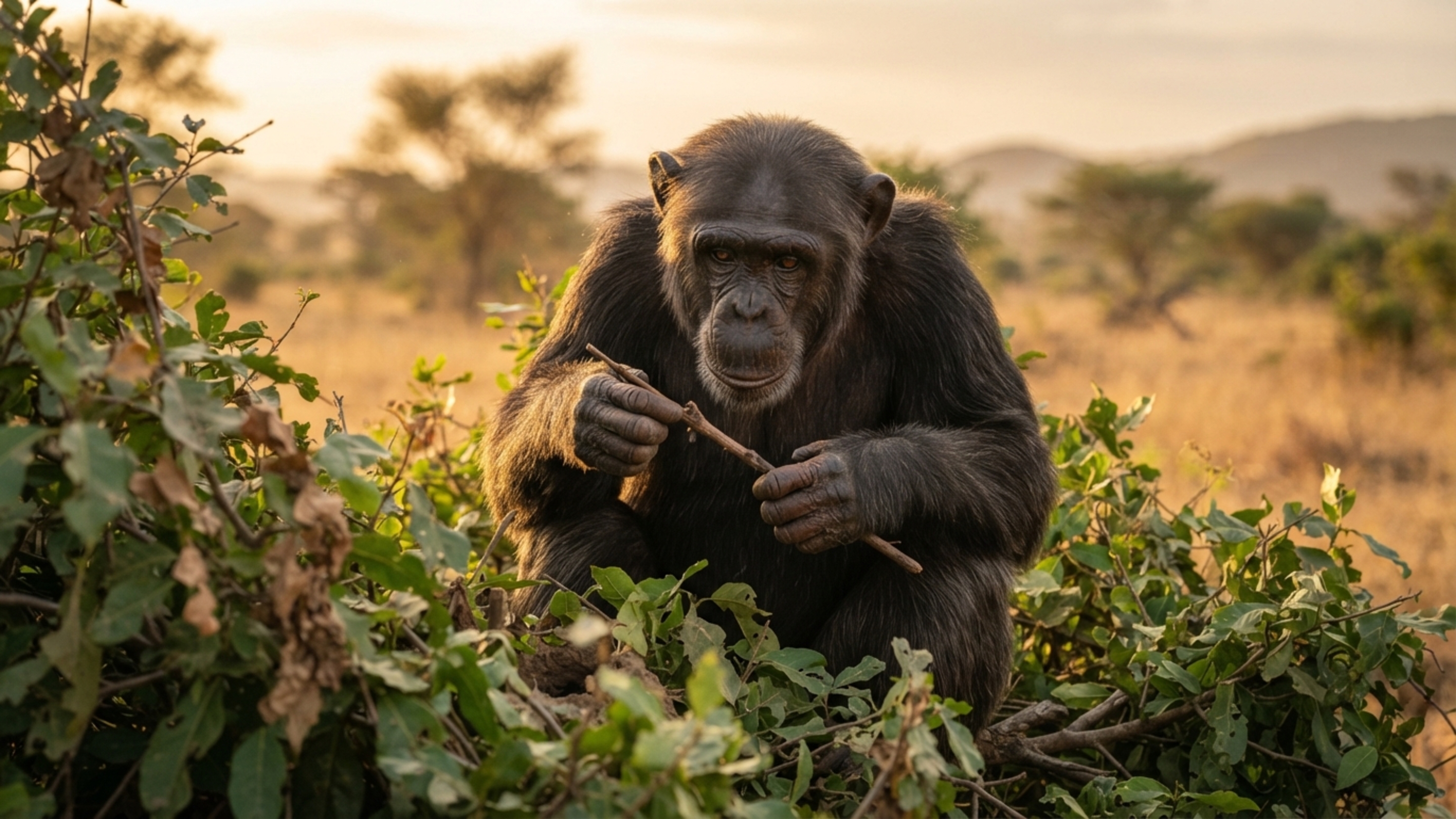 Uma mãe entregou o graveto e ficou olhando: chimpanzés selvagens ensinam filhotes a usar ferramentas para conseguir comida