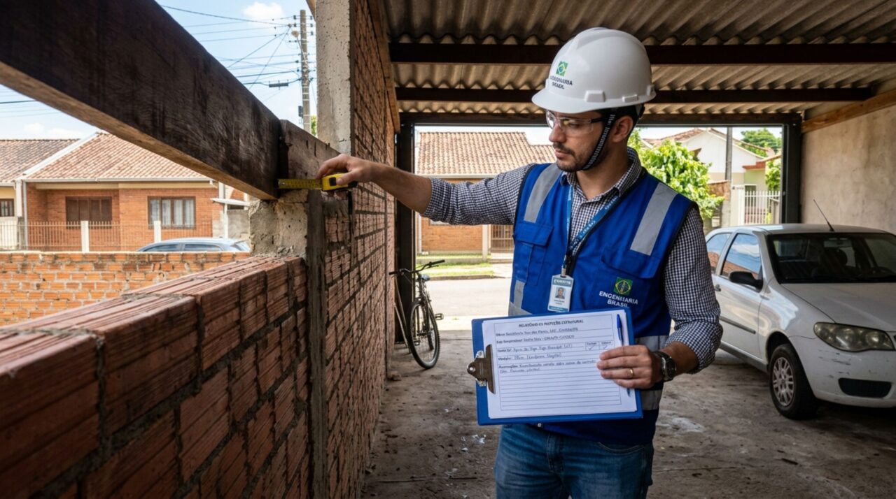 Casal volta para casa e encontra telhado da garagem do vizinho apoiado sobre muro divisório, ele exige avaliação antes que a obra continue