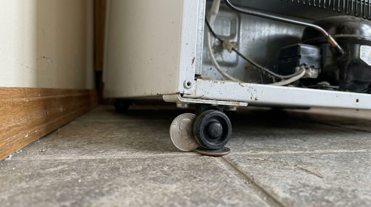 A moeda elevava uma das rodas traseiras e mudava a geometria necessária para o fechamento correto da porta