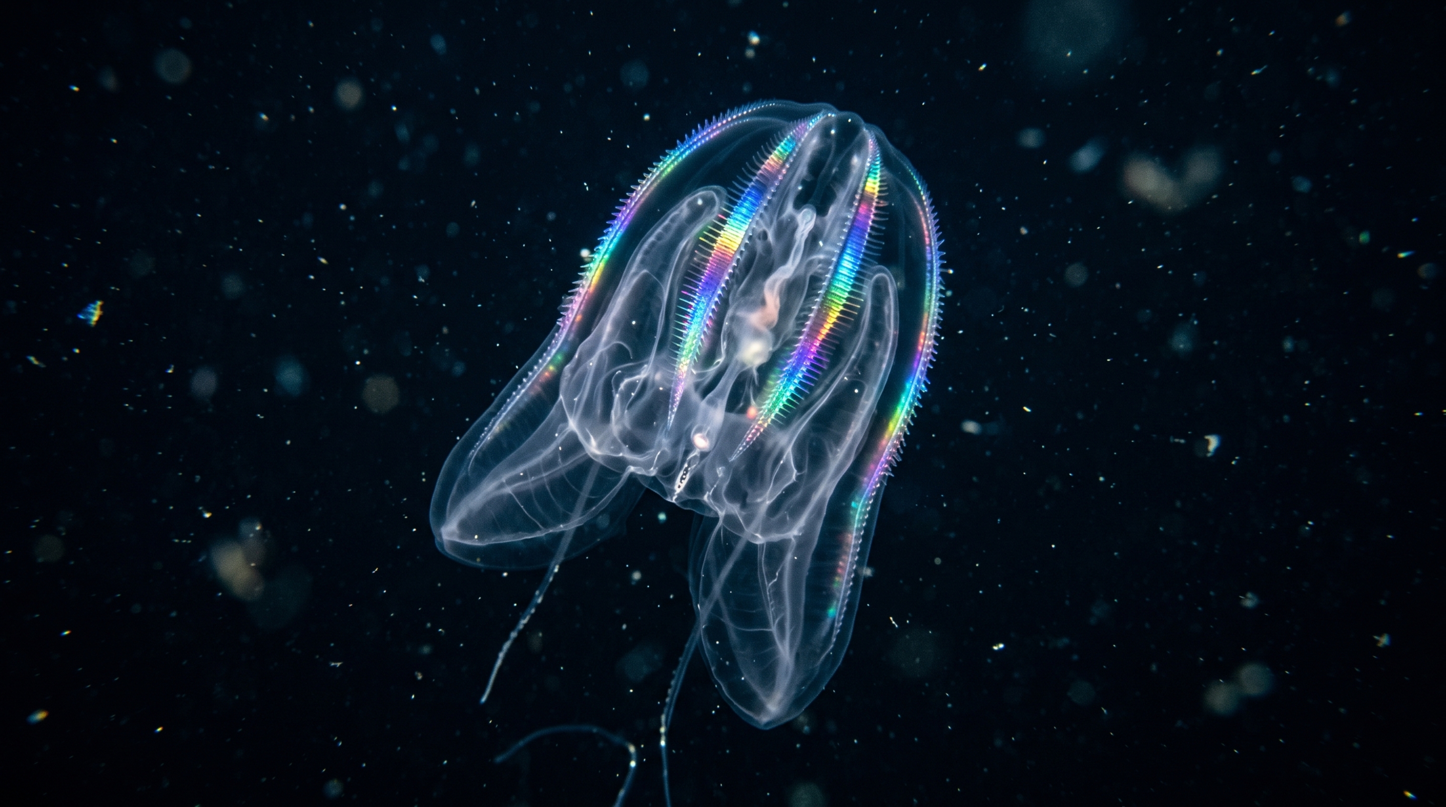 Um animal transparente produz arco-íris no corpo sem emitir luz e o efeito vem de fileiras microscópicas em movimento
