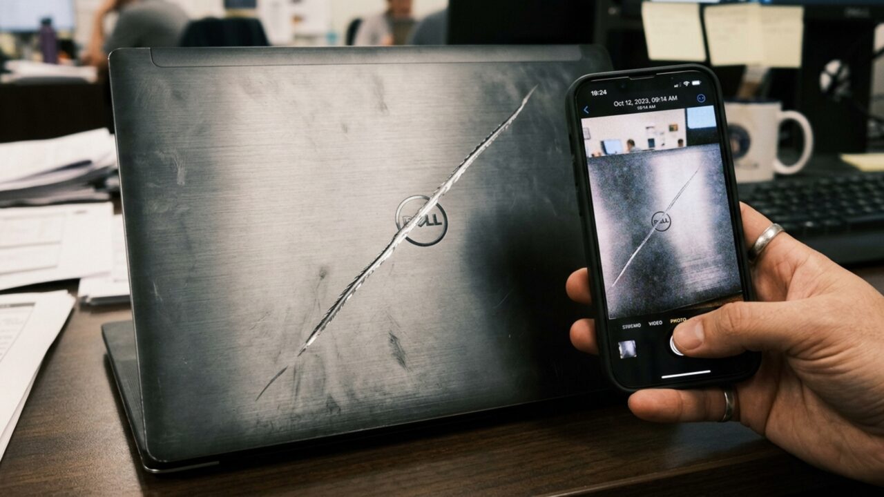 Funcionário devolve notebook ao deixar empresa e recebe cobrança de R$ 4.800 por risco que já aparecia nas fotografias da contratação