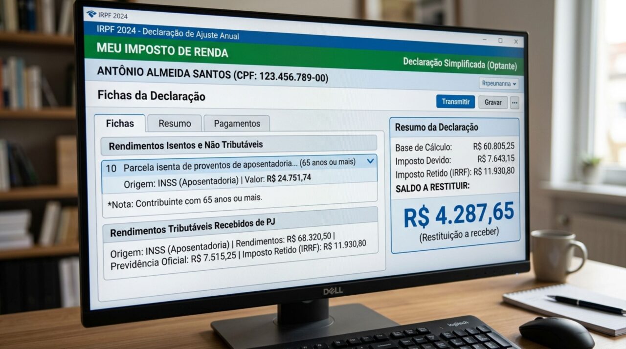 Receita Federal alerta para idosos com 65 anos ou mais: aposentadoria na ficha errada pode reduzir a parcela isenta do Imposto de Renda