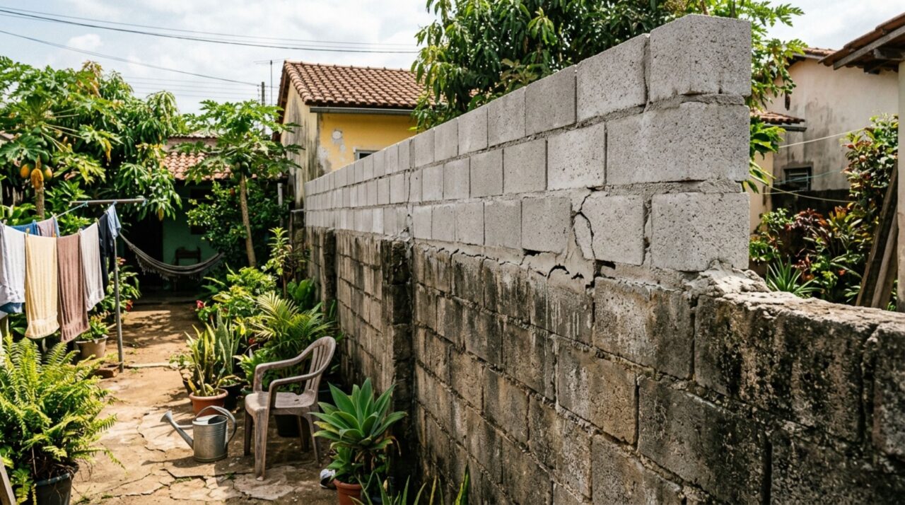Casal passa o fim de semana fora e encontra muro compartilhado mais alto, obra do vizinho bloqueia a luz da janela e levanta dúvida sobre a construção