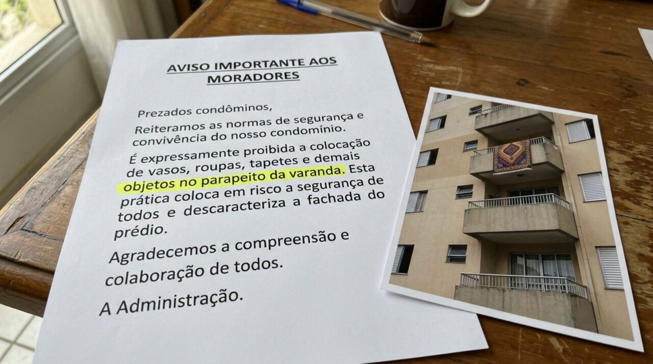 Morador estende tapete no parapeito da varanda e recebe advertência: quando o condomínio pode exigir a retirada?