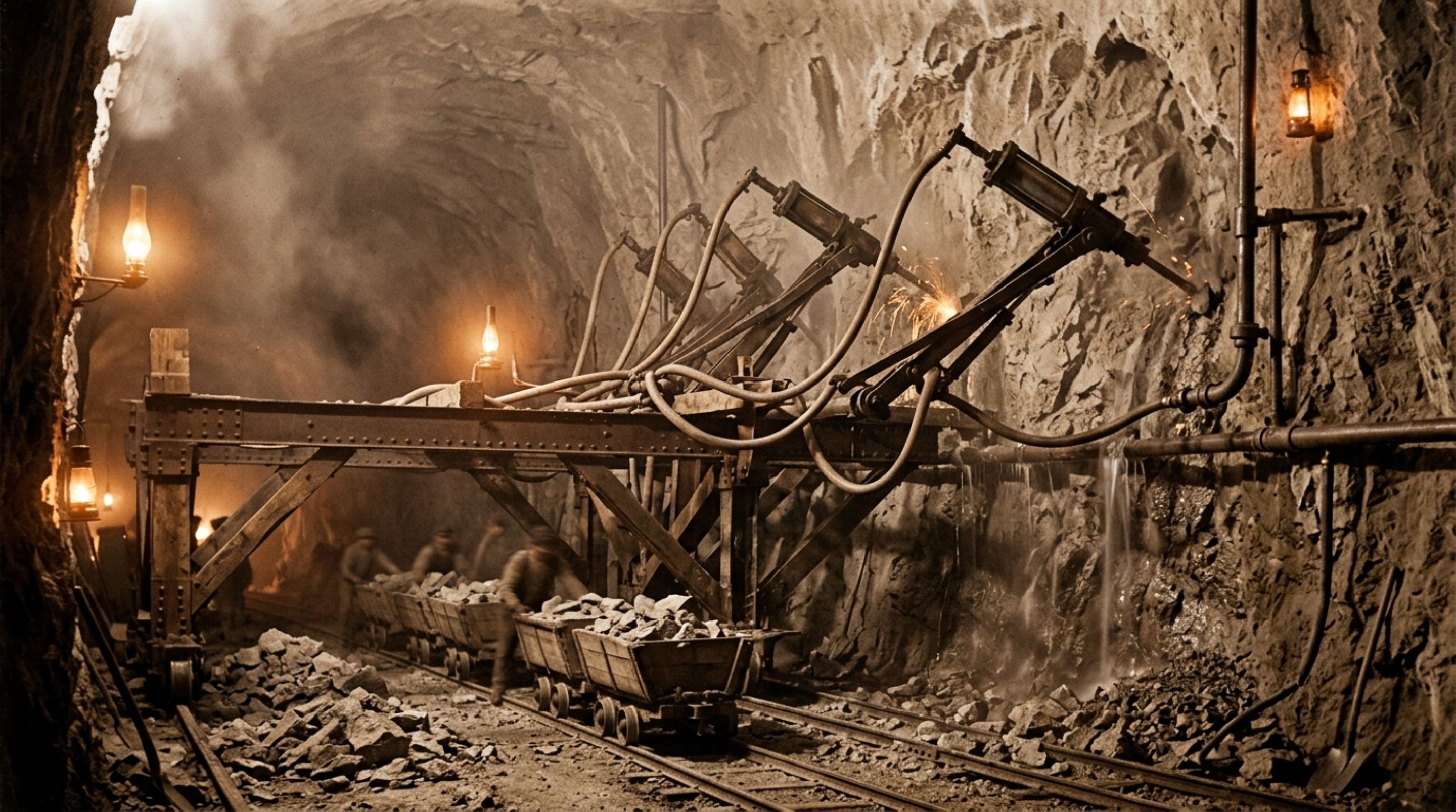 O túnel ferroviário construído atravessando uma montanha no século XIX que exigiu anos de escavação antes da existência das modernas tuneladoras