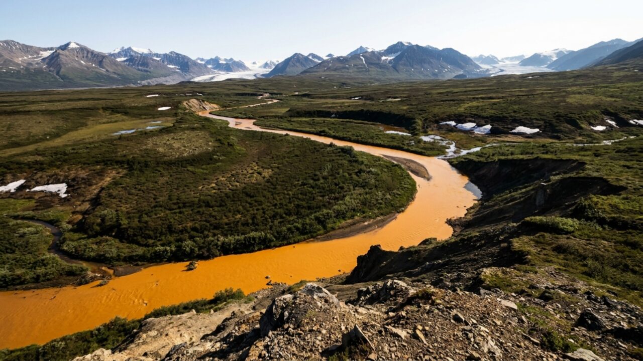 Mais de 200 rios no Alasca começaram a ficar cor de ferrugem enquanto o degelo do permafrost libera minerais antes presos no solo