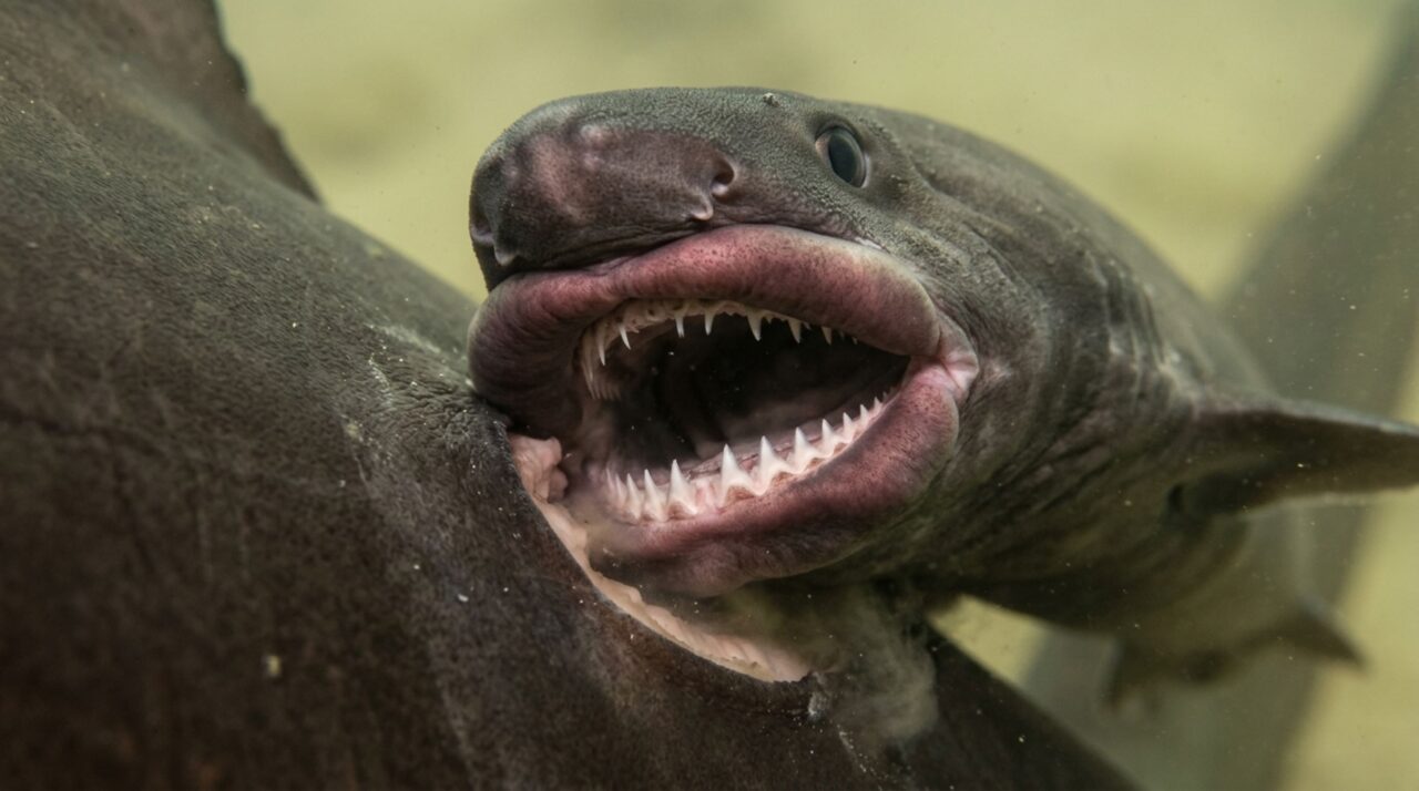 Lábios, sucção e dentes inferiores transformam a mordida em um corte circular