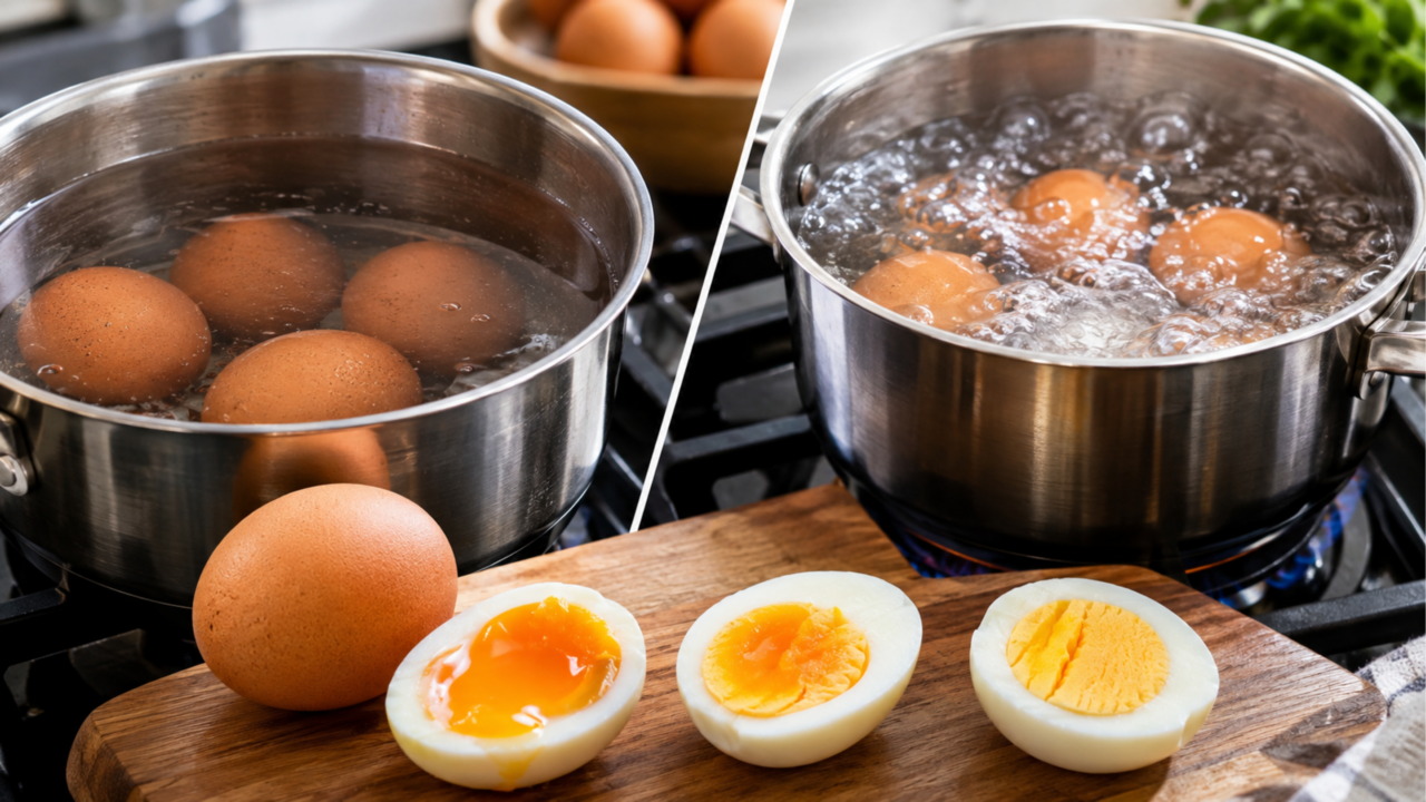 Cozinhar ovos com água fria não tem o mesmo resultado quando cozinhado com a água já fervendo: qual é a diferença