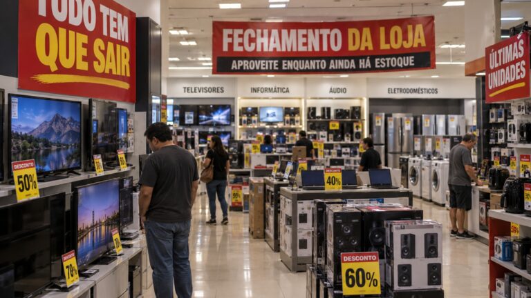 Depois de 43 anos, uma rede de eletrônicos chega às últimas semanas com 30 lojas ainda vendendo tudo pela frente e cerca de 1.500 funcionários sabendo que o fim estava próximo