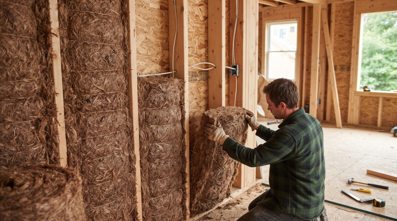 Uso de algas marinhas secas como isolamento térmico natural para casas.
