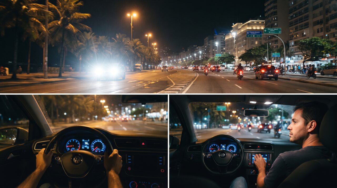 Infração de trânsito por uso de farol alto em vias urbanas iluminadas