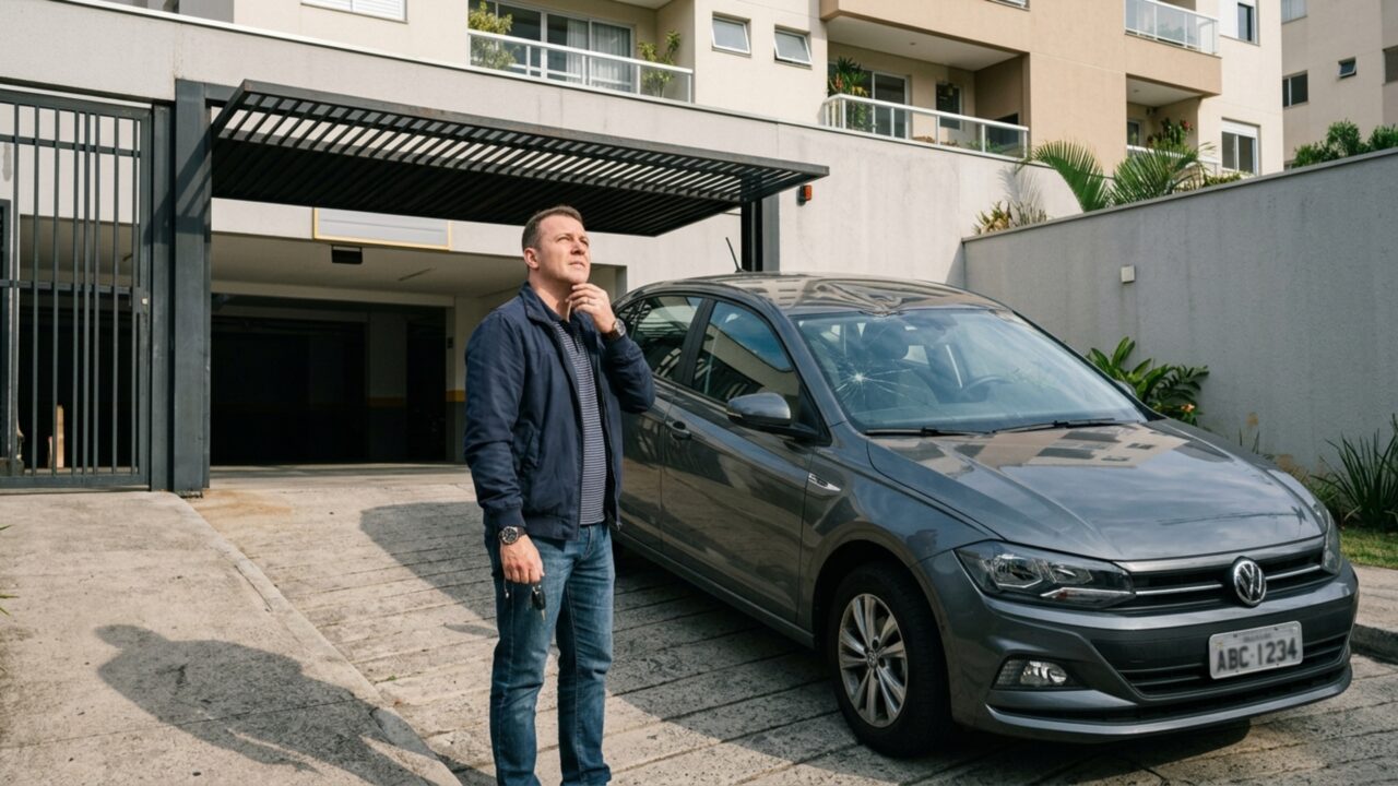 Portão da garagem fecha enquanto carro ainda está passando, quebra teto e para-brisa e transforma possível falha no sensor em disputa com o condomínio