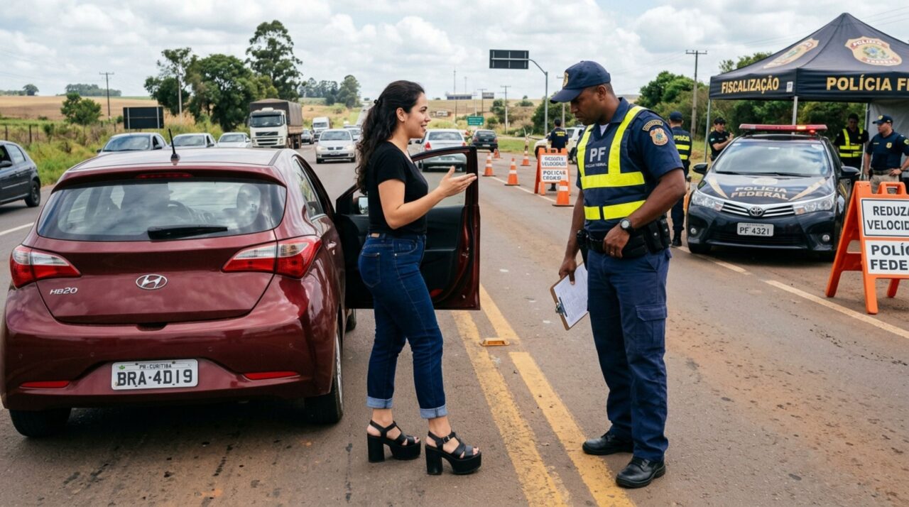 Motorista é parado em blitz usando sapato de plataforma, diz que o calçado está preso ao pé e acredita estar dentro da regra, agente explica por que isso pode não ser suficiente