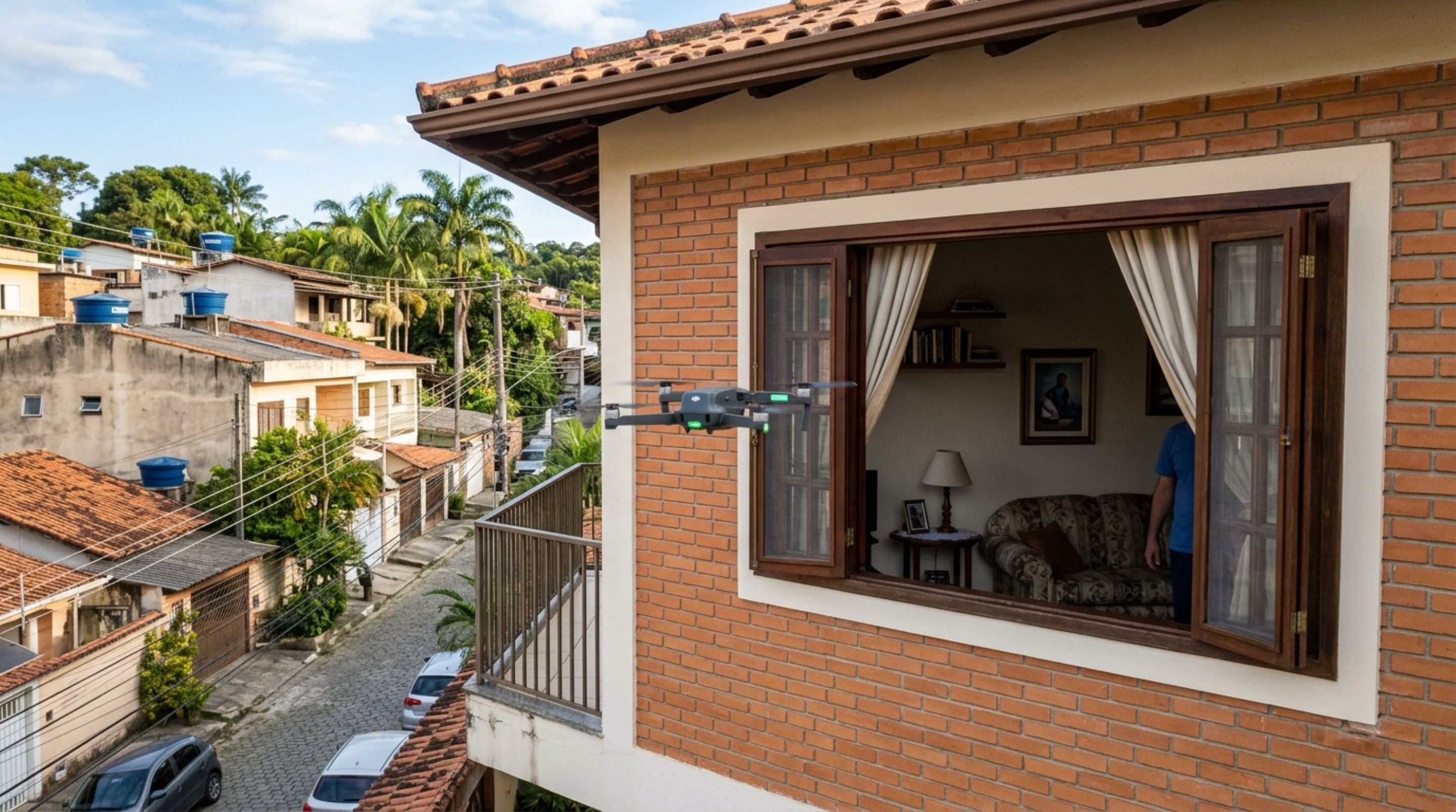 Moradora percebe drone parado diante da janela do segundo andar e descobre que equipamento pertence ao vizinho da rua de trás, ela pede para que gravações sejam apagadas ou entrará na justiça
