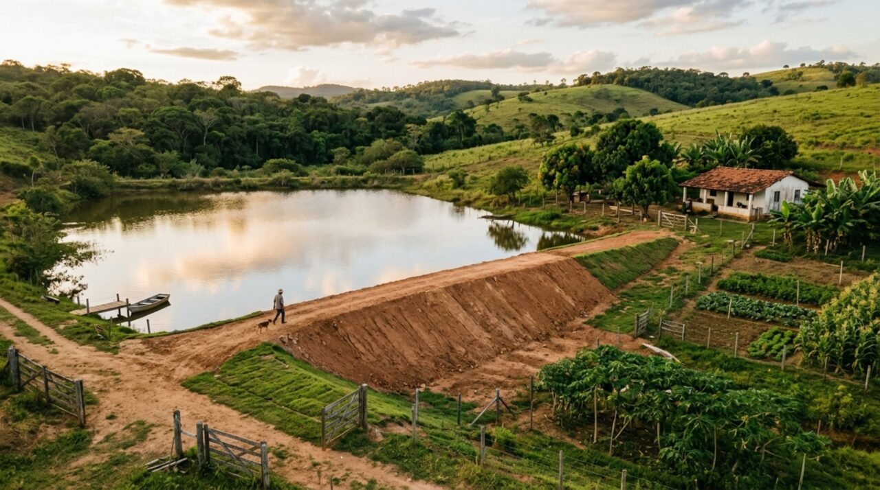 Agricultor herda pequena propriedade com açude antigo e, ao aumentar a barragem para enfrentar a seca, recebe fiscalização por alterar o represamento sem verificar as autorizações