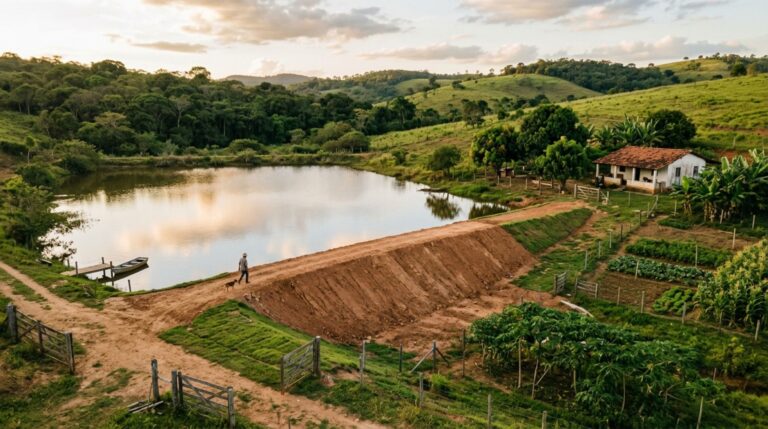 Agricultor herda pequena propriedade com açude antigo e, ao aumentar a barragem para enfrentar a seca, recebe fiscalização por alterar o represamento sem verificar as autorizações