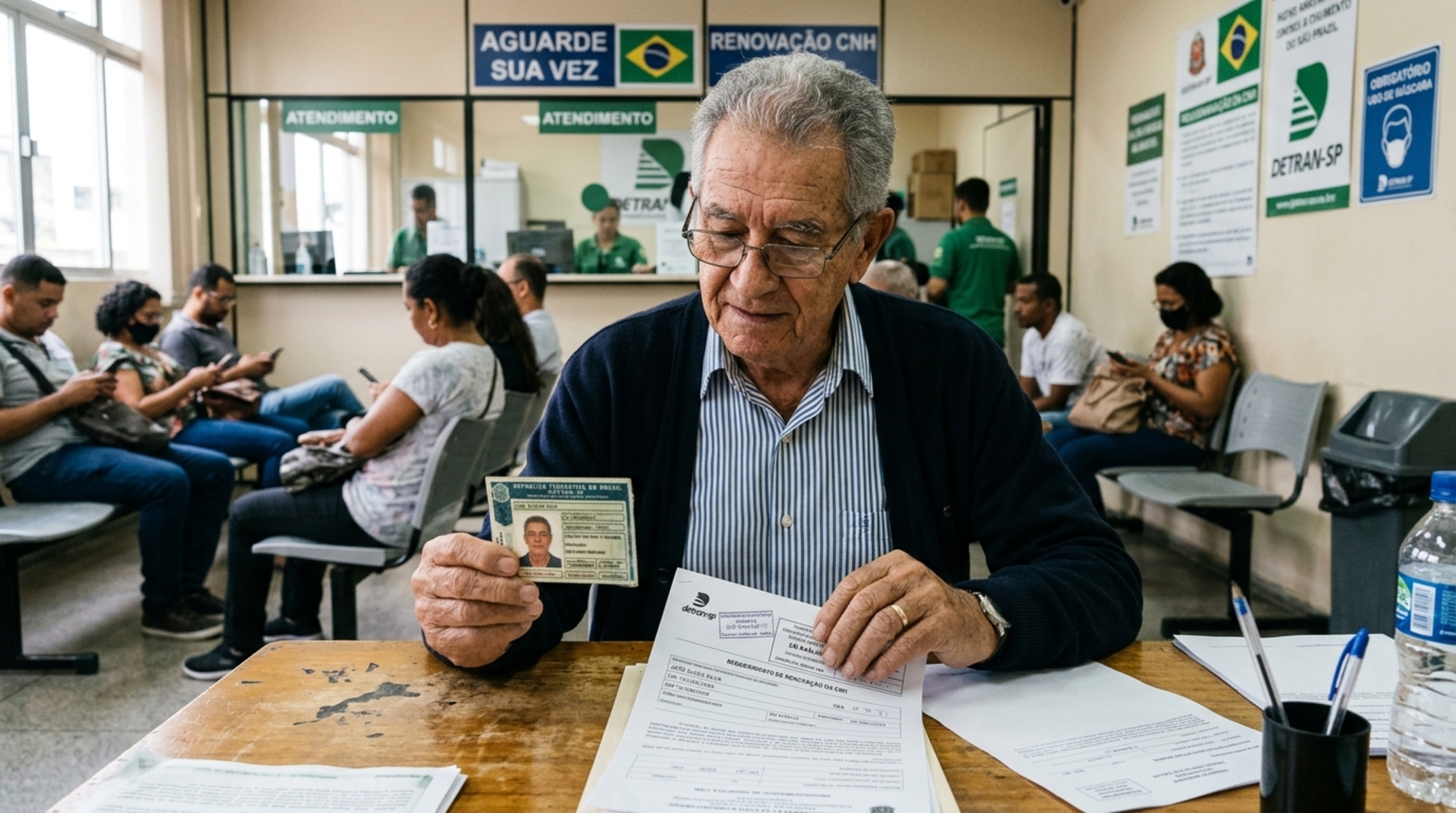 Motorista de 72 anos vai renovar a CNH, faz todos os exames e só no balcão do Detran descobre que a nova carteira vale 3 anos, e não 5 como a anterior