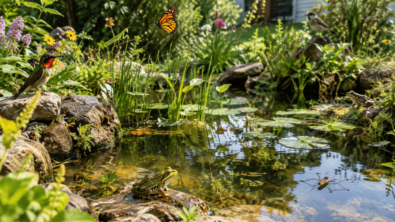 Ele construiu um pequeno lago no quintal de sua casa e, nove anos depois, virou um refúgio para anfíbios, insetos e aves