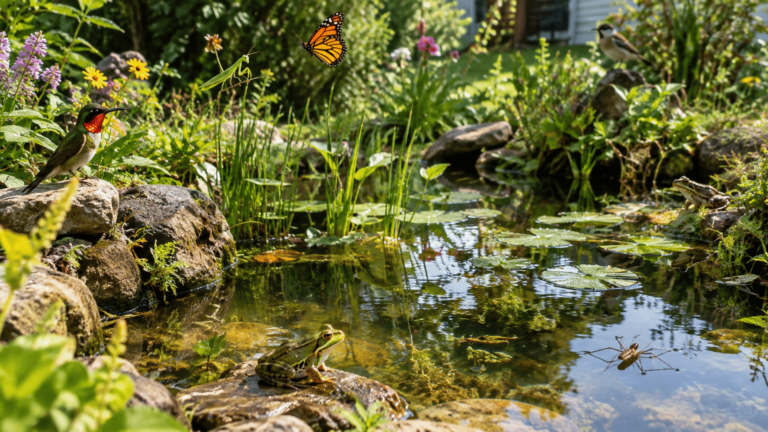 Ele construiu um pequeno lago no quintal de sua casa e, nove anos depois, virou um refúgio para anfíbios, insetos e aves