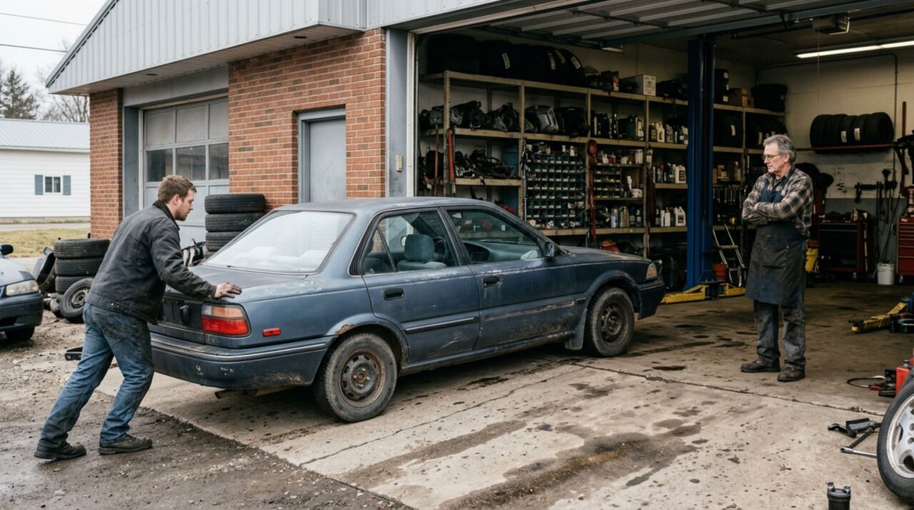Mecânico passa meses vendo um homem empurrar o mesmo carro velho até a oficina no fim de cada mês e decide guardar algumas peças usadas depois de perceber que ele sempre pede apenas o conserto mínimo para continuar rodando