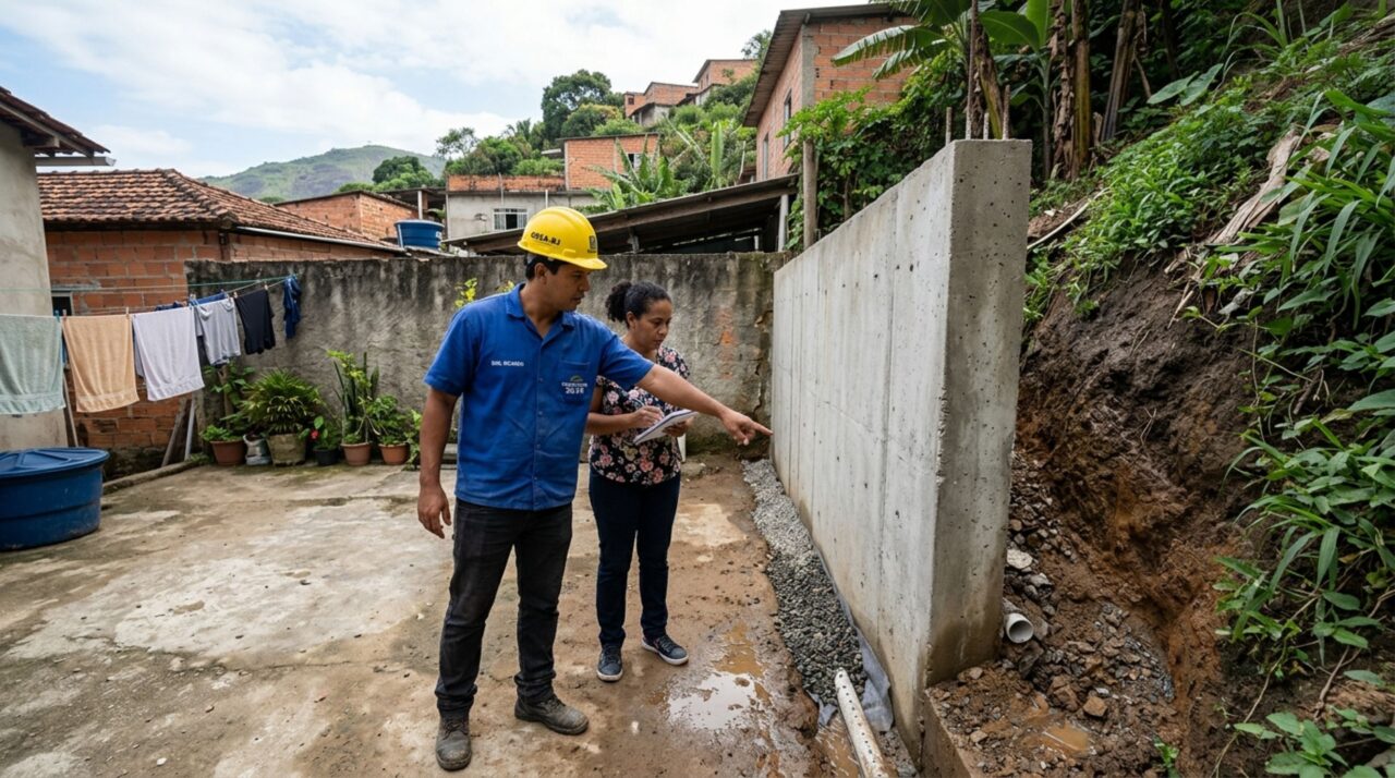 Morador eleva o terreno durante uma obra e, depois da primeira chuva forte, água e barro passam para o quintal vizinho, proprietários discutem quem deve fazer a contenção