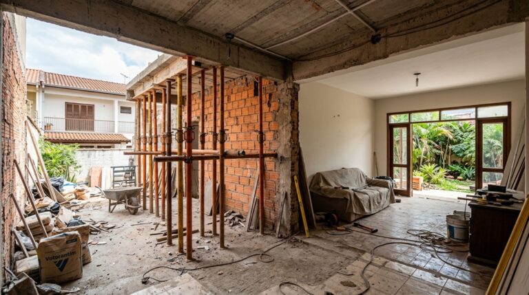 Casal compra casa geminada, decide abrir um vão maior na sala e, durante a reforma, descobre que a parede também faz parte da estrutura do imóvel vizinho