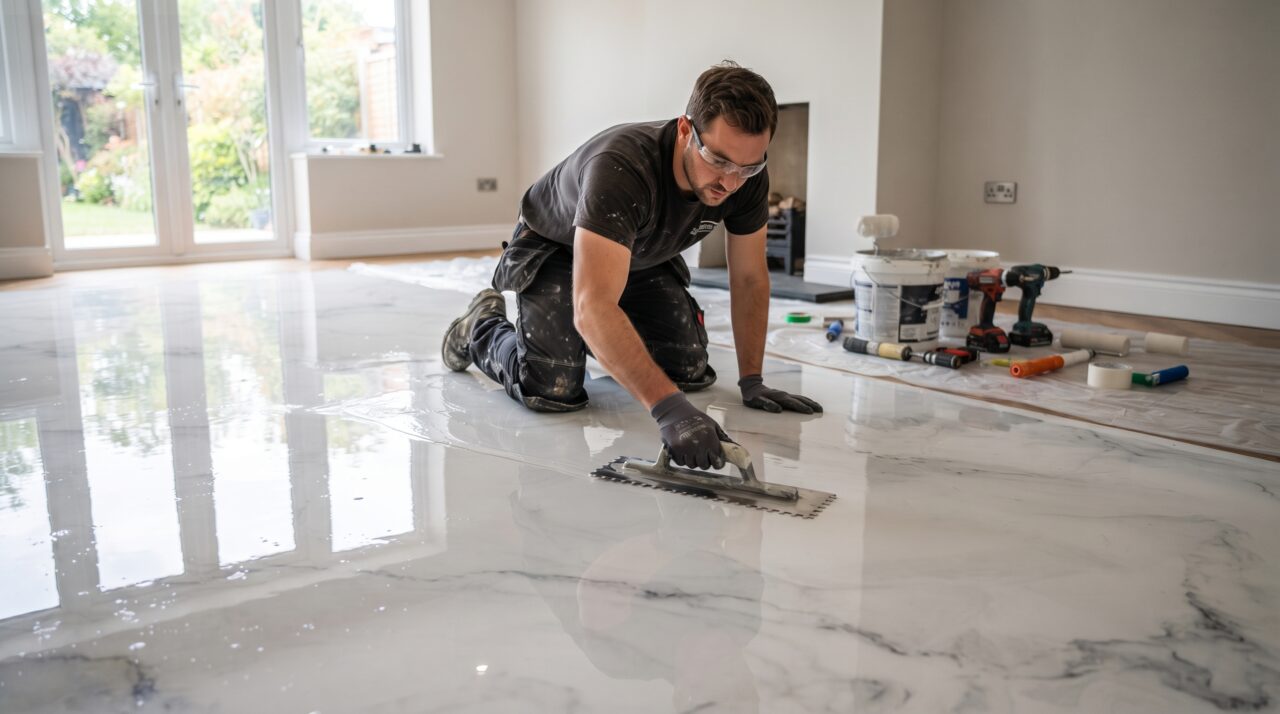 Vantagens, aplicação e custo do porcelanato líquido para criar um piso espelhado sem emendas