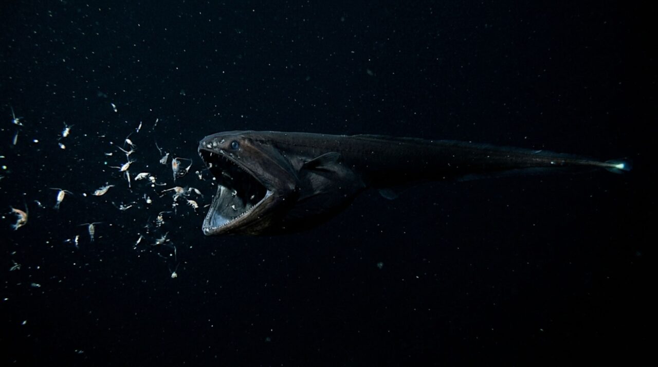 A boca expansível combina com uma dieta baseada principalmente em pequenos animais do oceano profundo