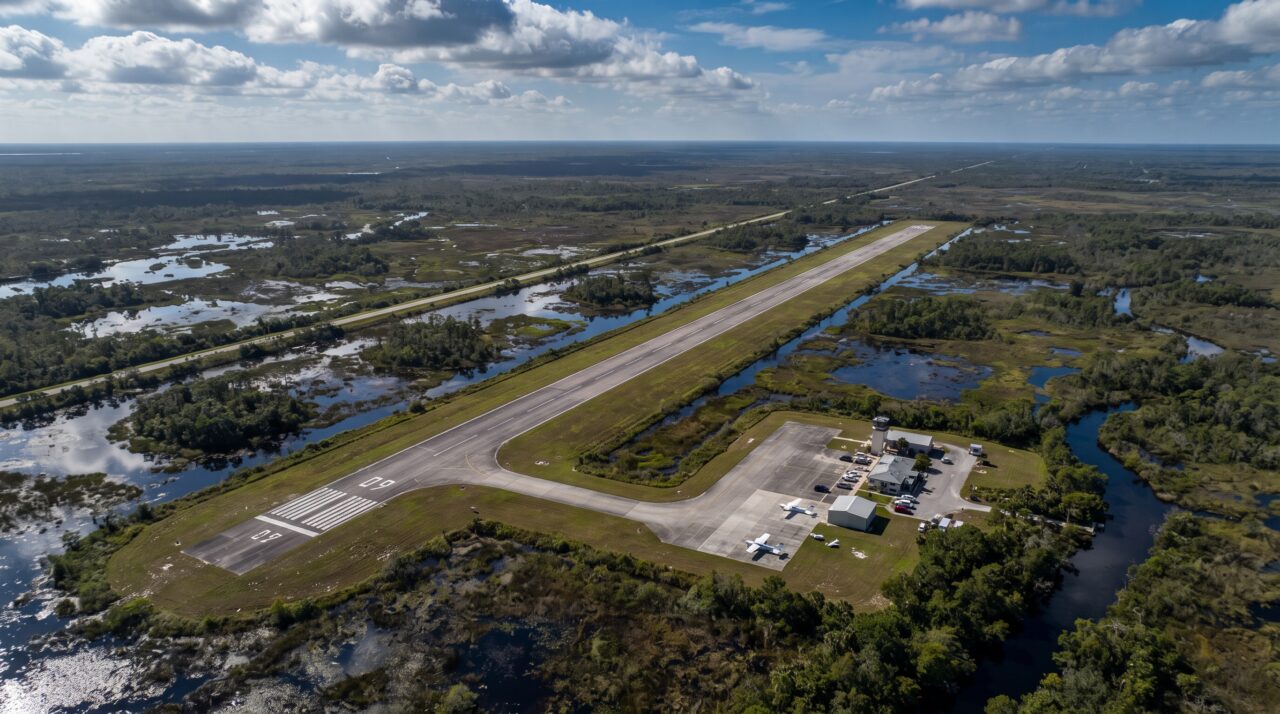 A Flórida iniciou a construção do que deveria se tornar o maior aeroporto do mundo, em uma área de 62km quadrados