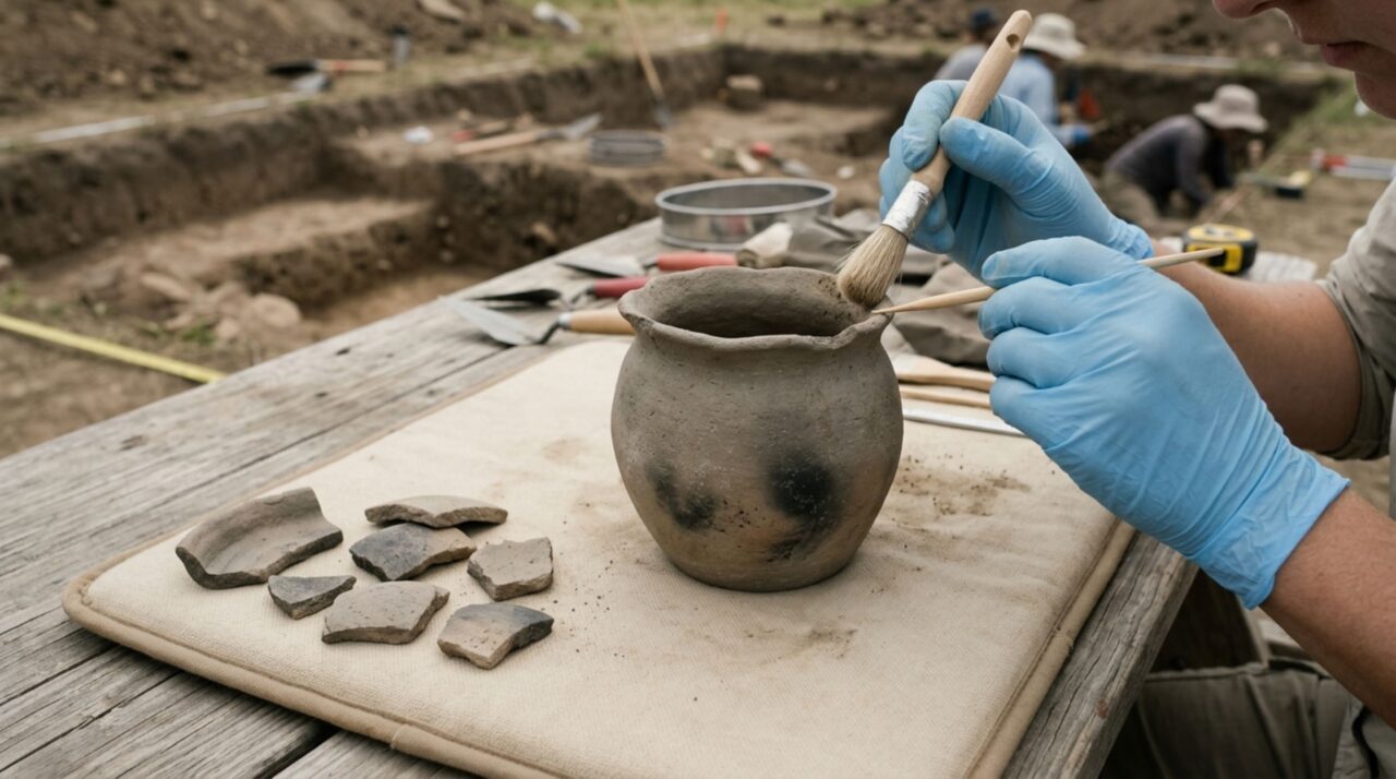 A forma completa do recipiente permite estudar detalhes que se perdem em cerâmicas fragmentadas