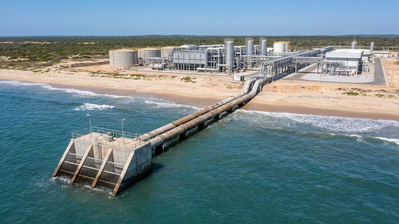 Megaobra de R$ 3 bilhões vai puxar água do mar por um tubo de 2,61 km para produzir 1.000 litros de água potável por segundo