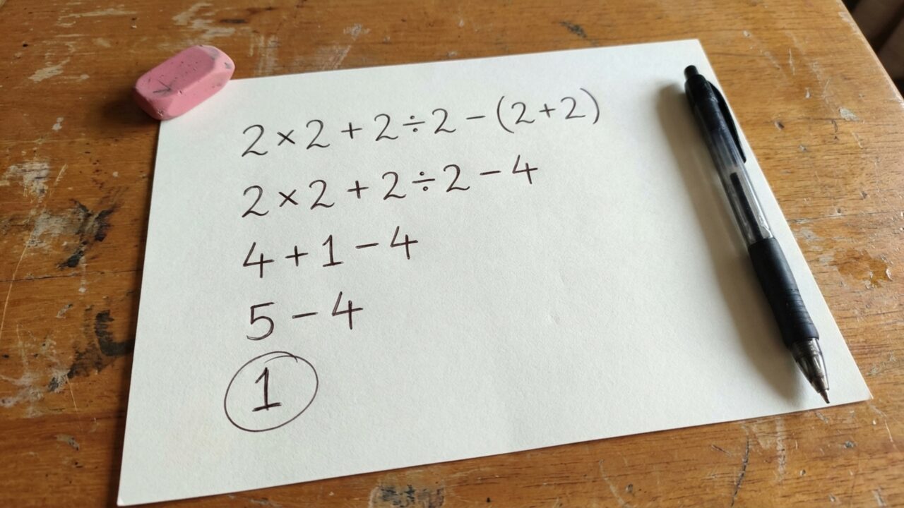 Quanto é 2 × 2 + 2 ÷ 2 - (2 + 2)? A contagem matemática que testa gênios