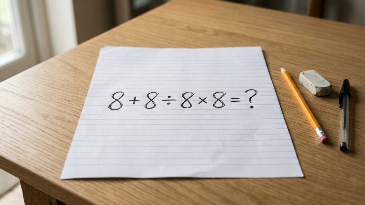 A conta 8 + 8 ÷ 8 × 8 parece simples, mas a ordem das operações altera o resultado