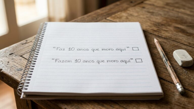 Qual frase está correta: “Faz 10 anos que moro aqui” ou “Fazem 10 anos que moro aqui”? Teste se você ainda lembra a regra