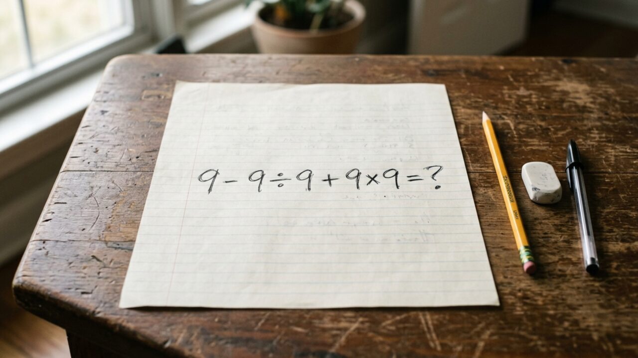 Resolva 9 − 9 ÷ 9 + 9 × 9 sem calculadora e teste se você consegue chegar ao resultado certo na primeira tentativa