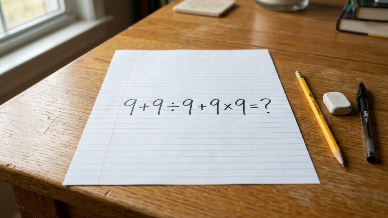 Quanto é 9 + 9 ÷ 9 + 9 × 9? A conta parece simples, mas muita gente erra ao resolver na ordem em que aparece