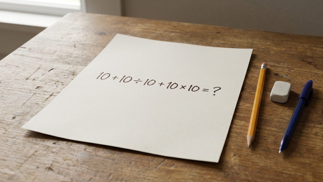 Resolva 10 + 10 ÷ 10 + 10 × 10 sem calculadora e teste se você consegue acertar na primeira tentativa