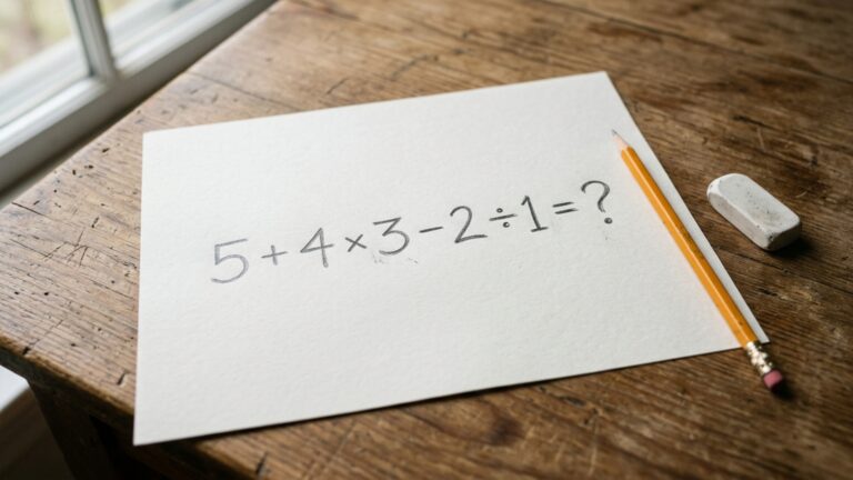 Resolva 5 + 4 × 3 − 2 ÷ 1 e teste se você consegue chegar ao resultado correto sem calculadora