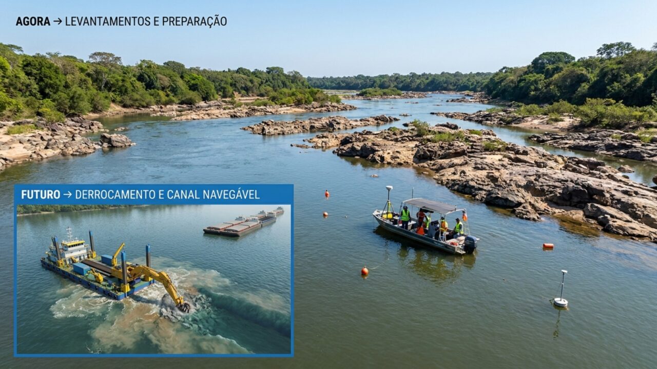 Megaobra de R$ 1 bilhão vai remover rochas de um trecho de 35 km no fundo do Rio Tocantins para abrir caminho a navios carregados com milhões de toneladas