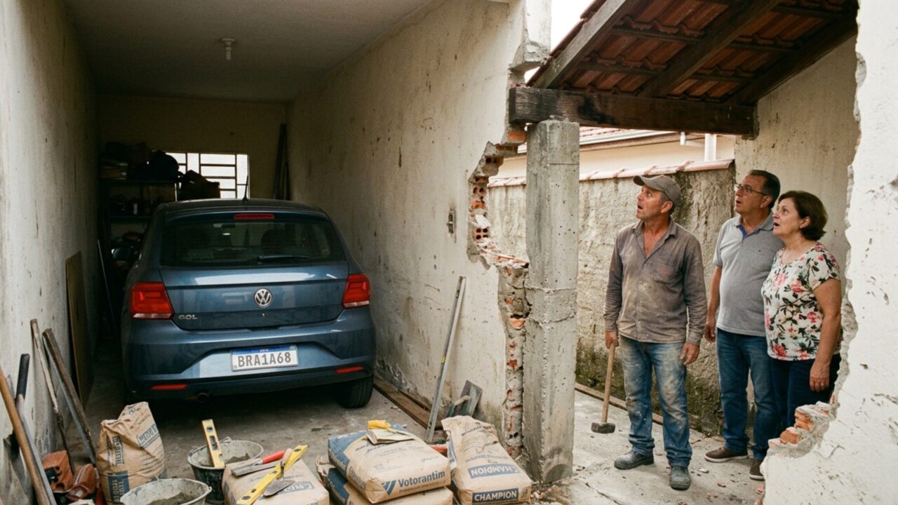 Mulher compra casa antiga, derruba o muro para fazer uma garagem maior e durante a obra descobre que uma coluna considerada sua também sustentava parte do telhado vizinho