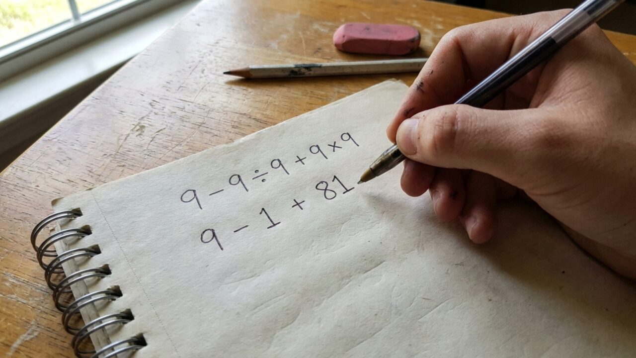 Resolva 9 − 9 ÷ 9 + 9 × 9 sem calculadora e prove se você consegue chegar ao resultado correto na primeira tentativa