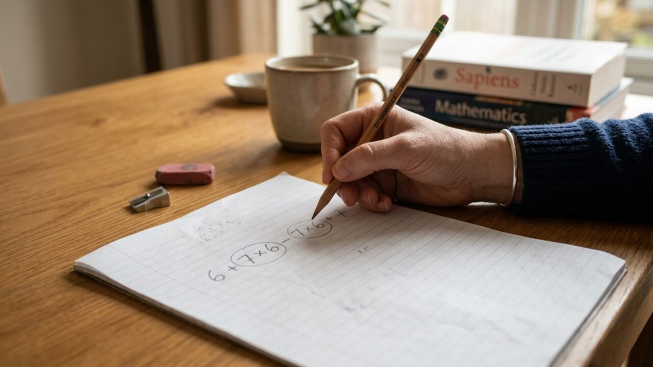 Resolva 6 + 7 × 6 − 7 × 6 + 7 e teste se você consegue chegar ao resultado certo sem precisar de calculadora