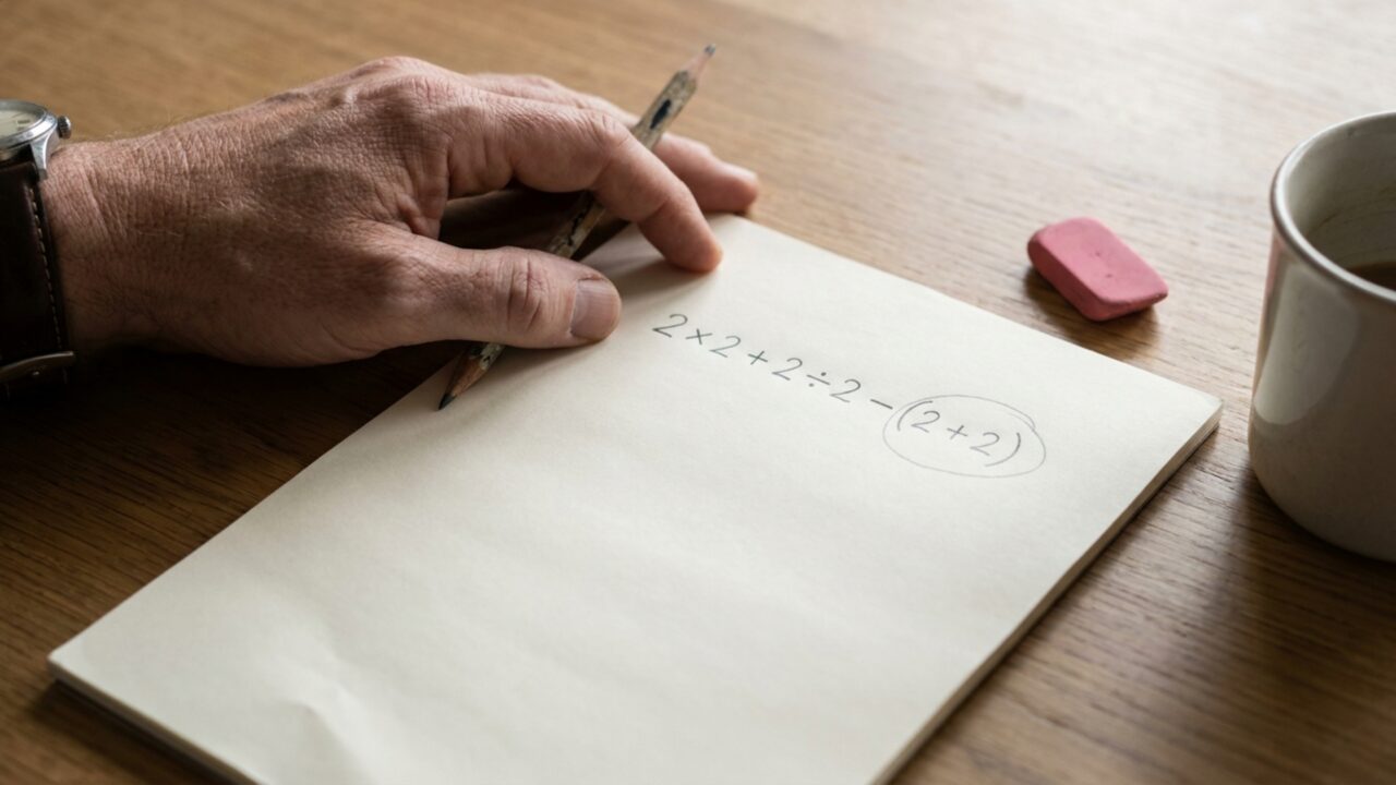 Quanto é 2 × 2 + 2 ÷ 2 - (2 + 2)? A contagem matemática que testa gênios